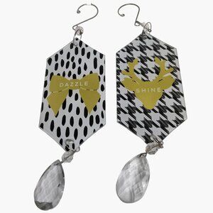 Modern Black White Christmas Ornament Dazzle Shine Suncatcher Crystal Giftcraft